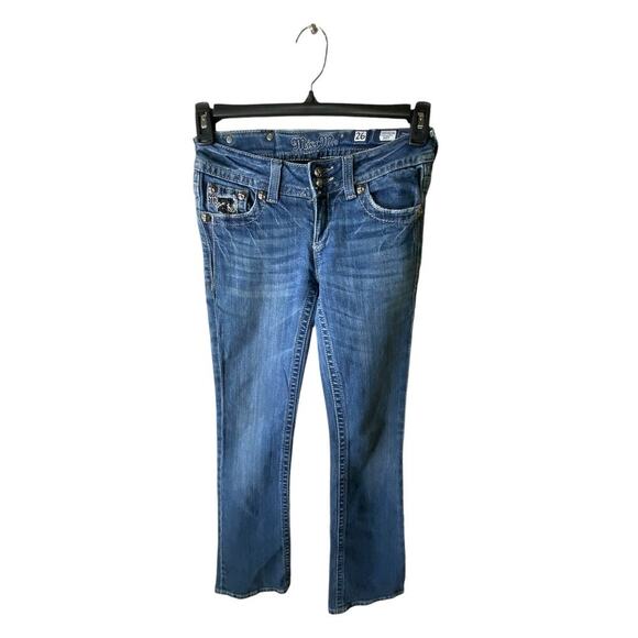 Miss Me Bootcut Denim Jeans Womens 26 Bootcut McBling Stretch Mid Wash Casual - Picture 1 of 11